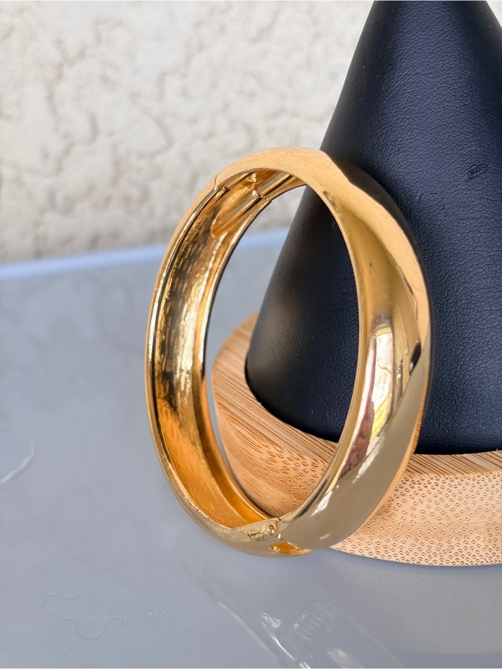 Gold Tone Hinged Bangle Bracelet